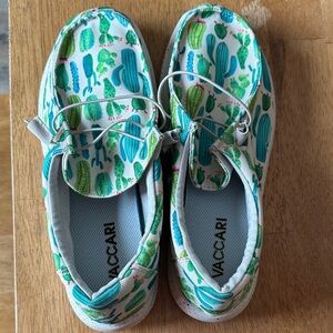 Vaccari Men's Cactus Print Loafers - Green and White